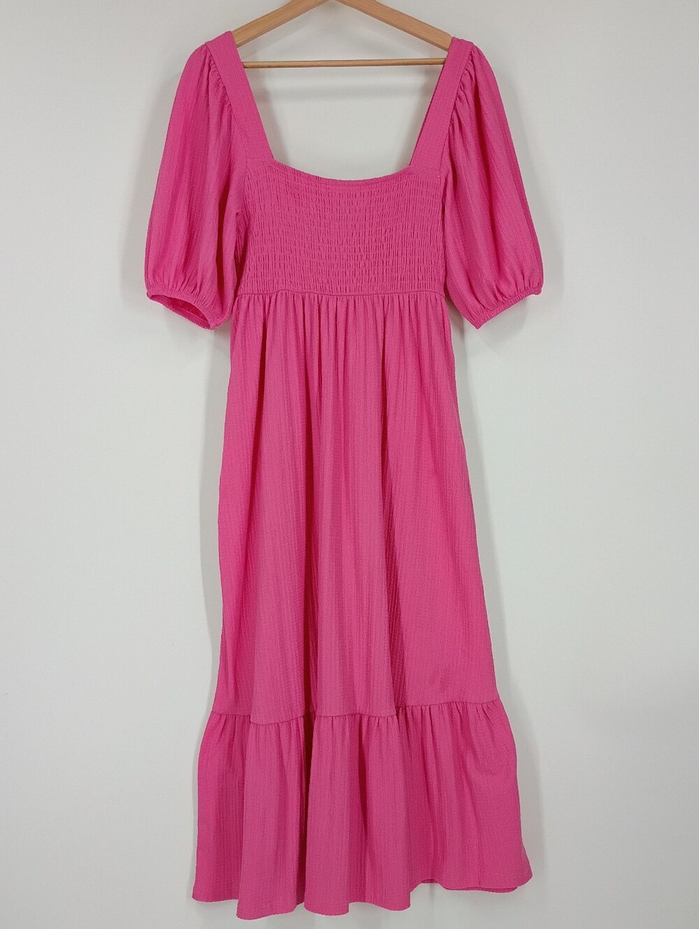 Koton Textured Smocked Midi Dress